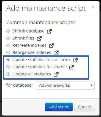 UPDATE STATISTICS add-from-template